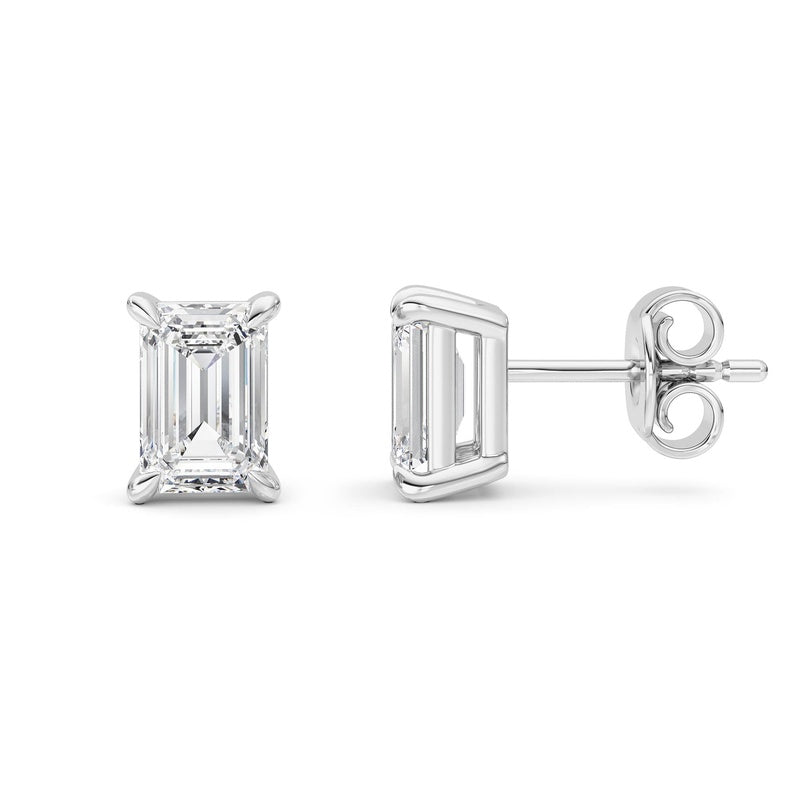 2 Cttw Four Prong Classic Stud Earrings in 14K White Gold Over Sterling Silver