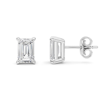 2 Cttw Four Prong Classic Stud Earrings in 14K White Gold Over Sterling Silver