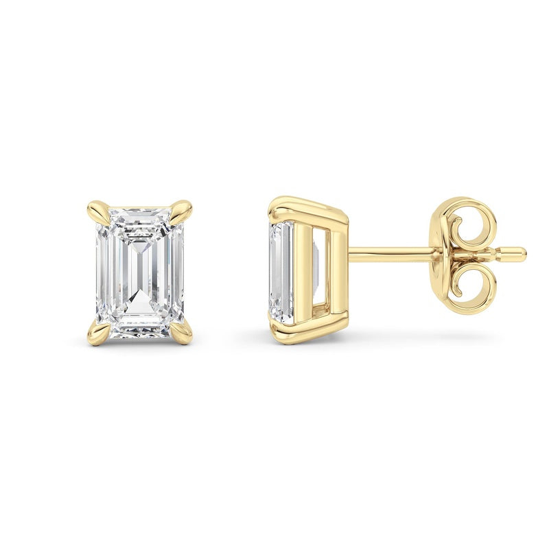 2 Cttw Four Prong Classic Stud Earrings in 14K White Gold Over Sterling Silver