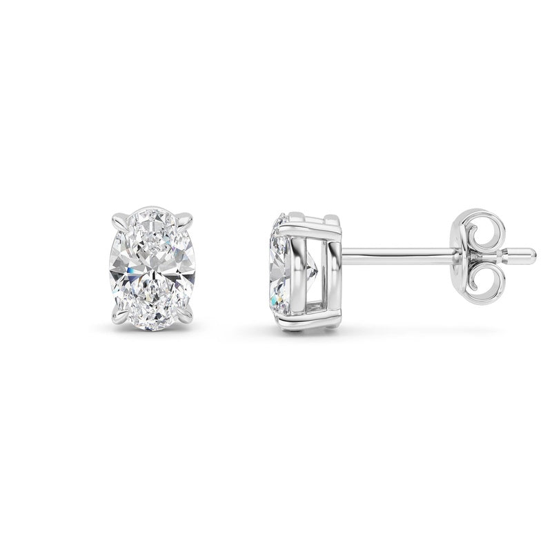 1 Cttw Four Prong Classic Stud Earrings in 14K White Gold Over Sterling Silver