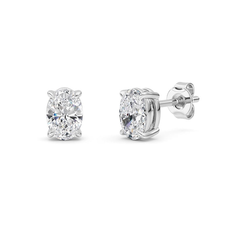 1 Cttw Four Prong Classic Stud Earrings in 14K White Gold Over Sterling Silver