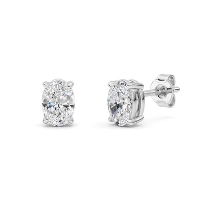 1 Cttw Four Prong Classic Stud Earrings in 14K White Gold Over Sterling Silver