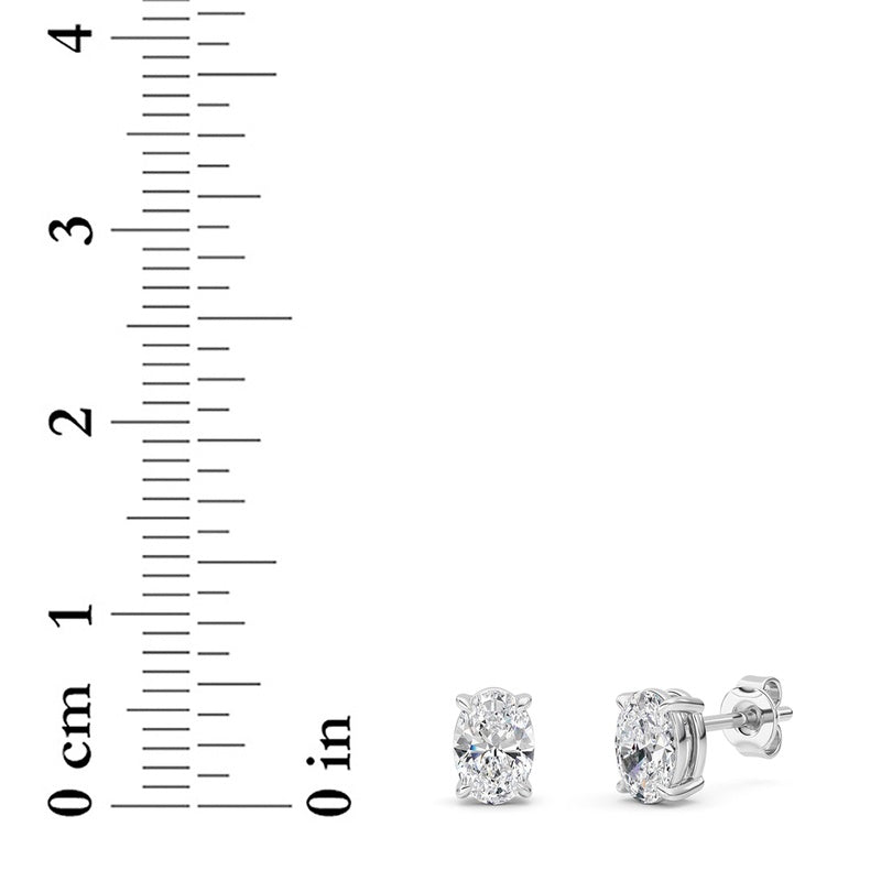 1 Cttw Four Prong Classic Stud Earrings in 14K White Gold Over Sterling Silver
