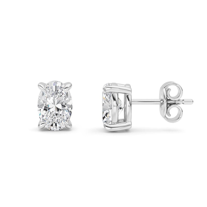 2 Cttw Four Prong Classic Stud Earrings in 14K White Gold Over Sterling Silver