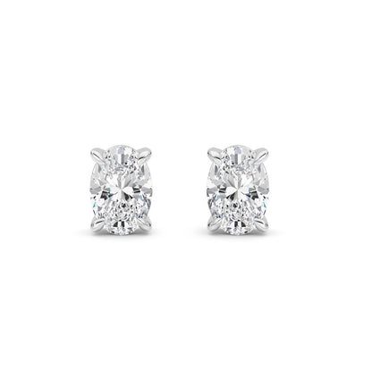 2 Cttw Four Prong Classic Stud Earrings in 14K White Gold Over Sterling Silver