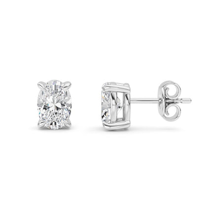 2 Cttw Four Prong Classic Stud Earrings in 14K White Gold Over Sterling Silver