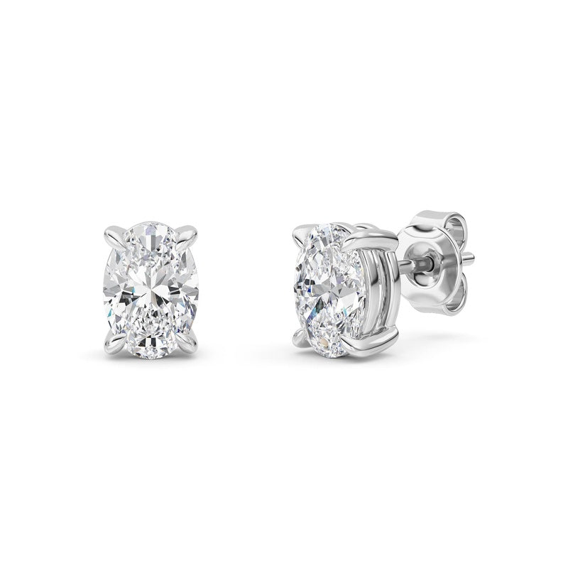 2 Cttw Four Prong Classic Stud Earrings in 14K White Gold Over Sterling Silver