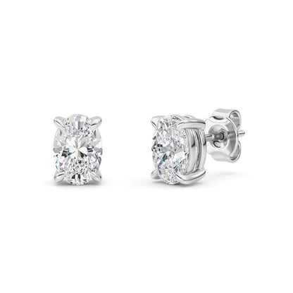 2 Cttw Four Prong Classic Stud Earrings in 14K White Gold Over Sterling Silver