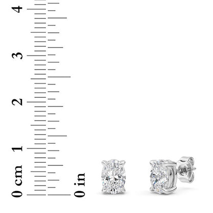 2 Cttw Four Prong Classic Stud Earrings in 14K White Gold Over Sterling Silver