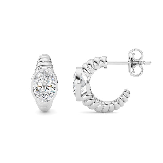 1.5 Cttw Bezel Set Huggie Earrings in 14K White Gold