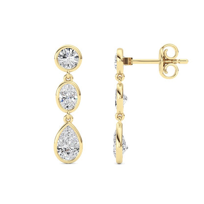 2 Cttw Three Stone Drop Earrings in 14K White Gold