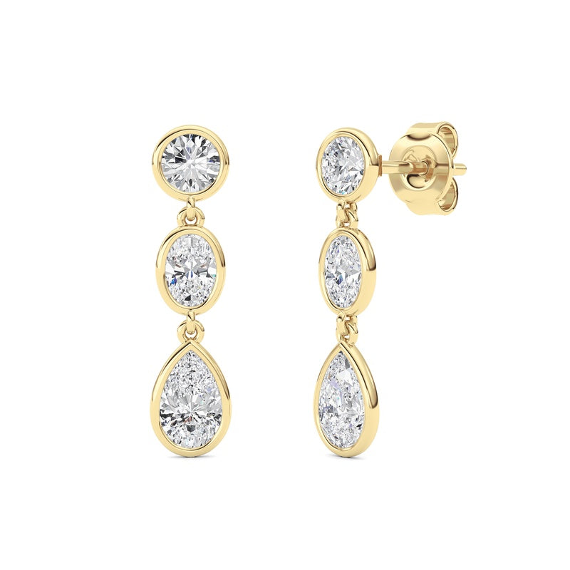 2 Cttw Three Stone Drop Earrings in 14K White Gold