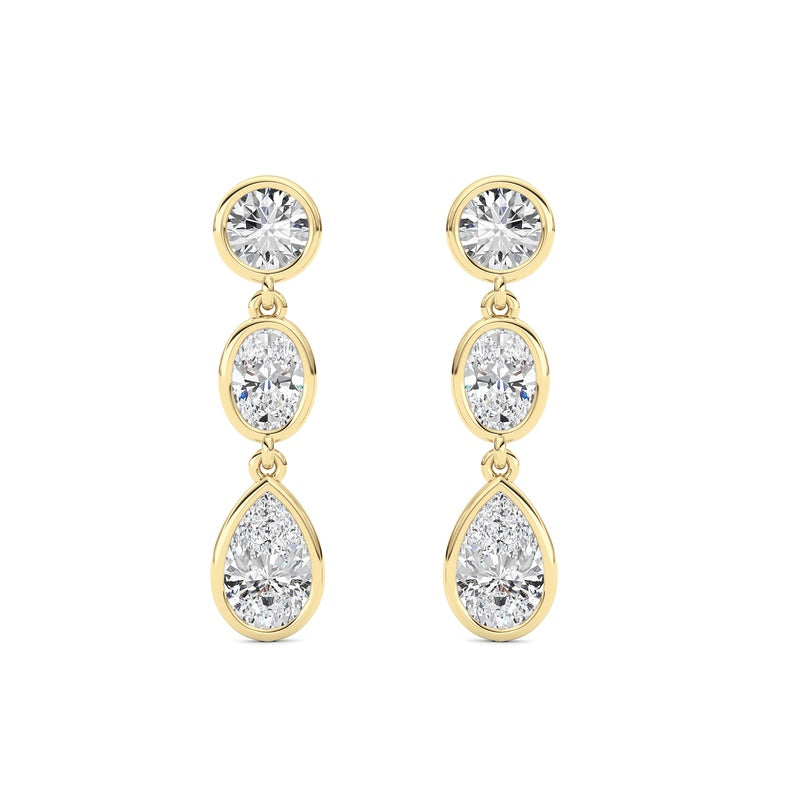 2 Cttw Three Stone Drop Earrings in 14K White Gold