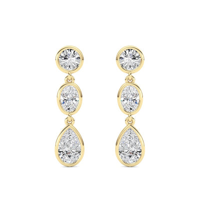2 Cttw Three Stone Drop Earrings in 14K White Gold