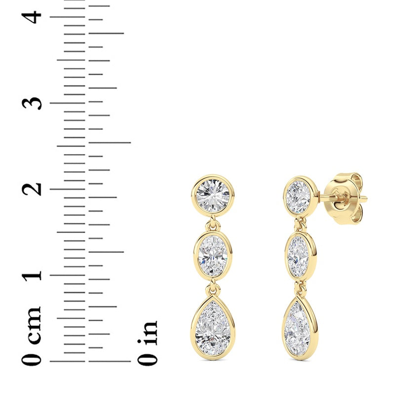 2 Cttw Three Stone Drop Earrings in 14K White Gold
