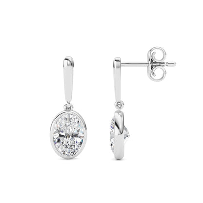 2 Cttw Bezel Set Drop Earrings in 14K White Gold