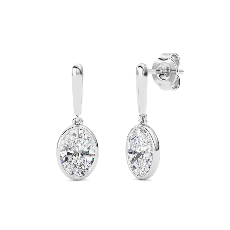 2 Cttw Bezel Set Drop Earrings in 14K White Gold