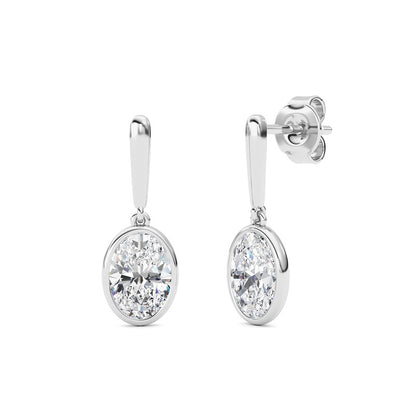 2 Cttw Bezel Set Drop Earrings in 14K White Gold