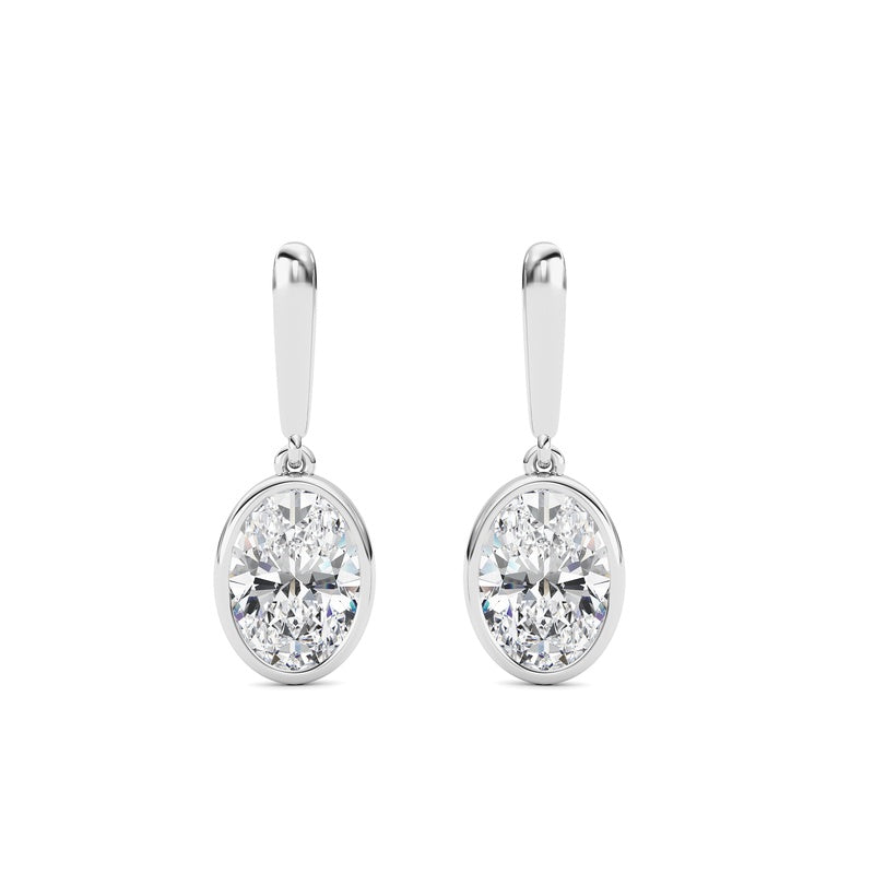 2 Cttw Bezel Set Drop Earrings in 14K White Gold