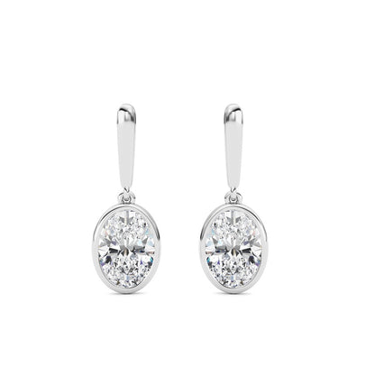 2 Cttw Bezel Set Drop Earrings in 14K White Gold