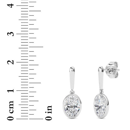 2 Cttw Bezel Set Drop Earrings in 14K White Gold