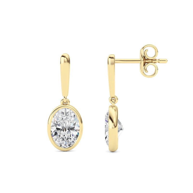 2 Cttw Bezel Set Drop Earrings in 14K White Gold