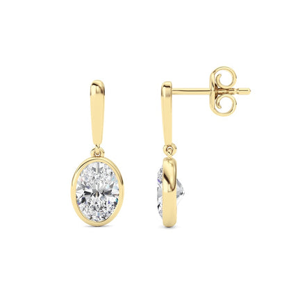 2 Cttw Bezel Set Drop Earrings in 14K White Gold