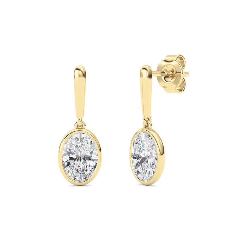 2 Cttw Bezel Set Drop Earrings in 14K White Gold