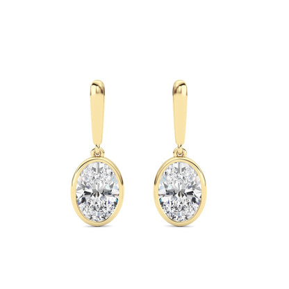 2 Cttw Bezel Set Drop Earrings in 14K White Gold