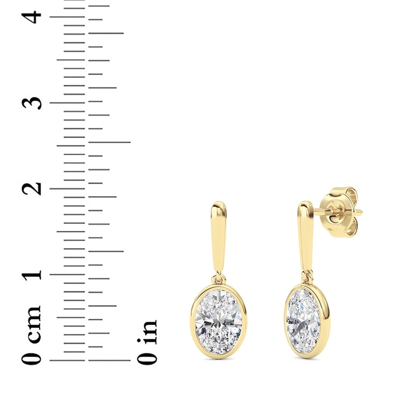 2 Cttw Bezel Set Drop Earrings in 14K White Gold
