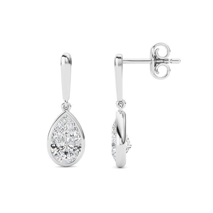 2 Cttw Bezel Set Drop Earrings in 14K White Gold