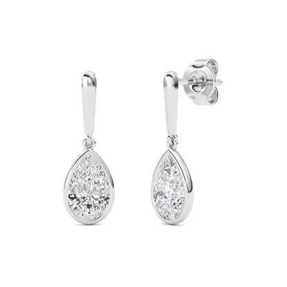 2 Cttw Bezel Set Drop Earrings in 14K White Gold