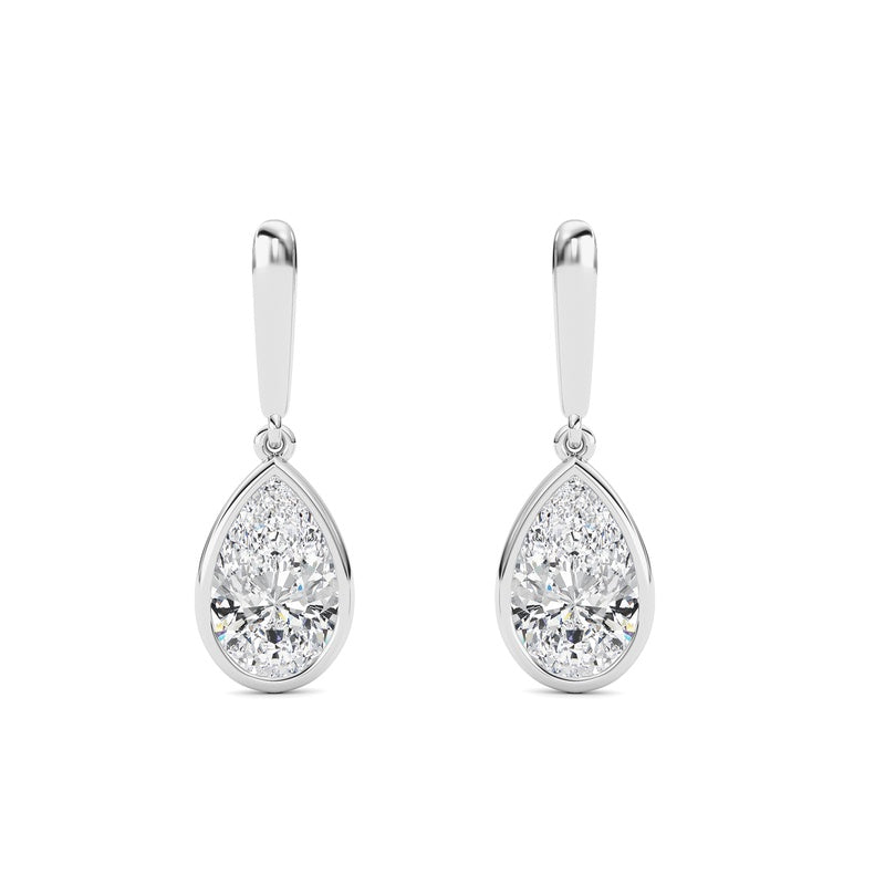 2 Cttw Bezel Set Drop Earrings in 14K White Gold