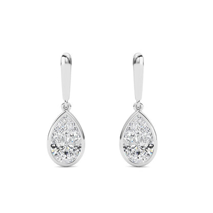 2 Cttw Bezel Set Drop Earrings in 14K White Gold
