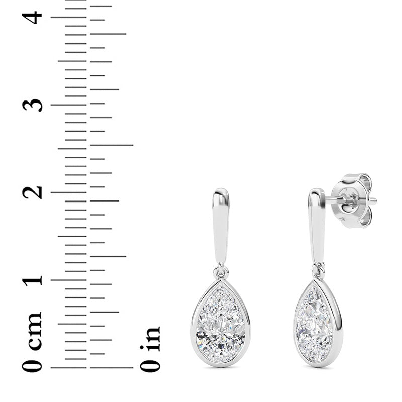 2 Cttw Bezel Set Drop Earrings in 14K White Gold