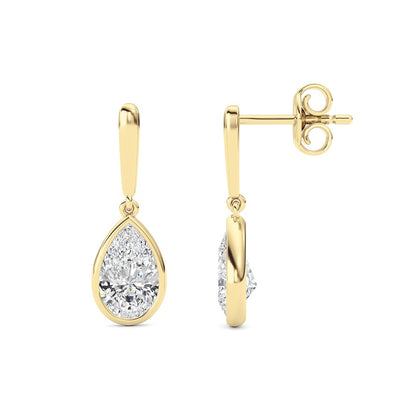 2 Cttw Bezel Set Drop Earrings in 14K White Gold