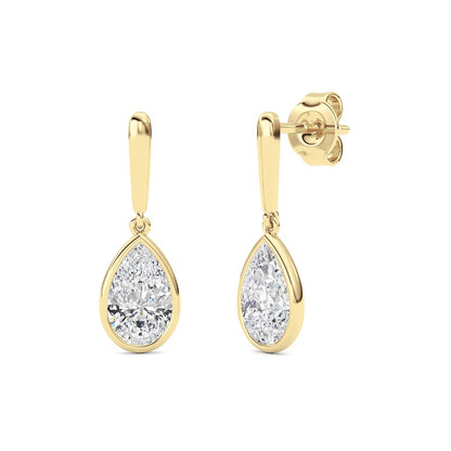 2 Cttw Bezel Set Drop Earrings in 14K White Gold