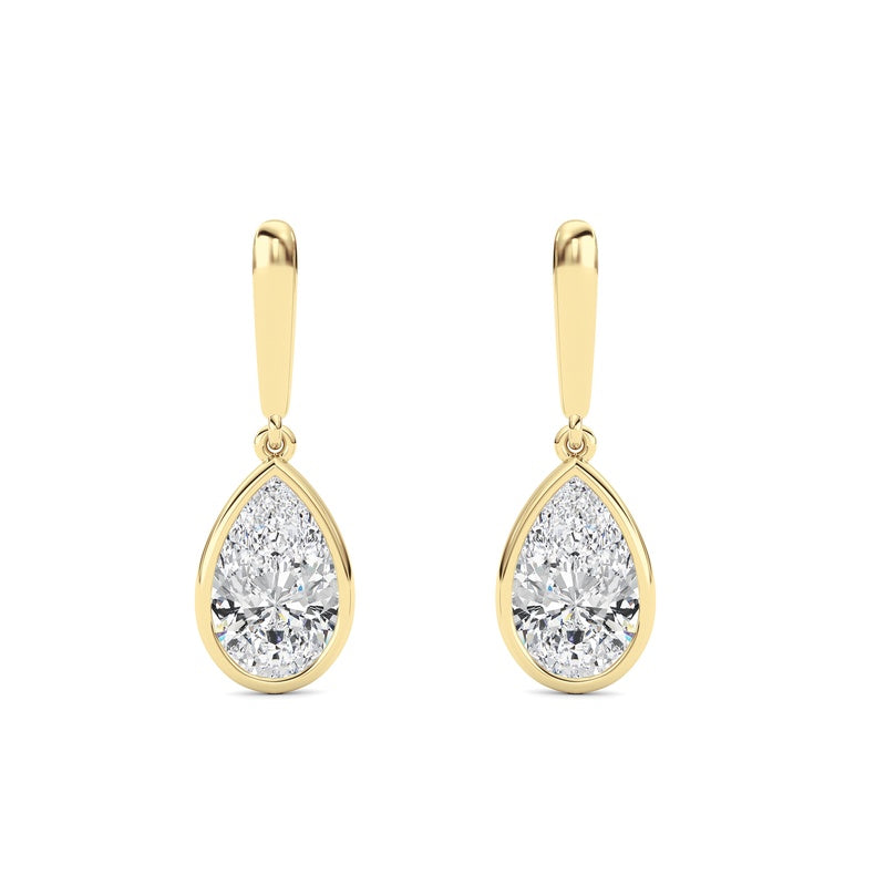 2 Cttw Bezel Set Drop Earrings in 14K White Gold