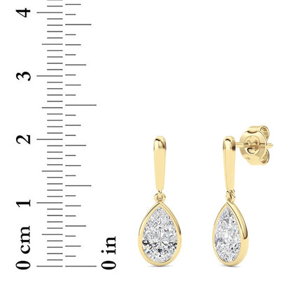 2 Cttw Bezel Set Drop Earrings in 14K White Gold
