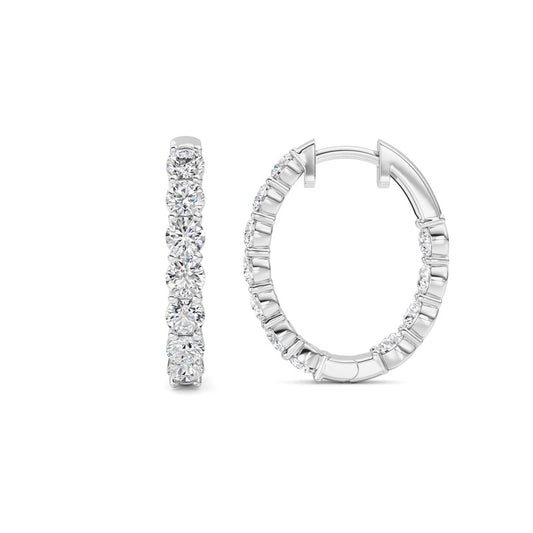 3 Cttw Inside out Hoop Earrings in 14K White Gold