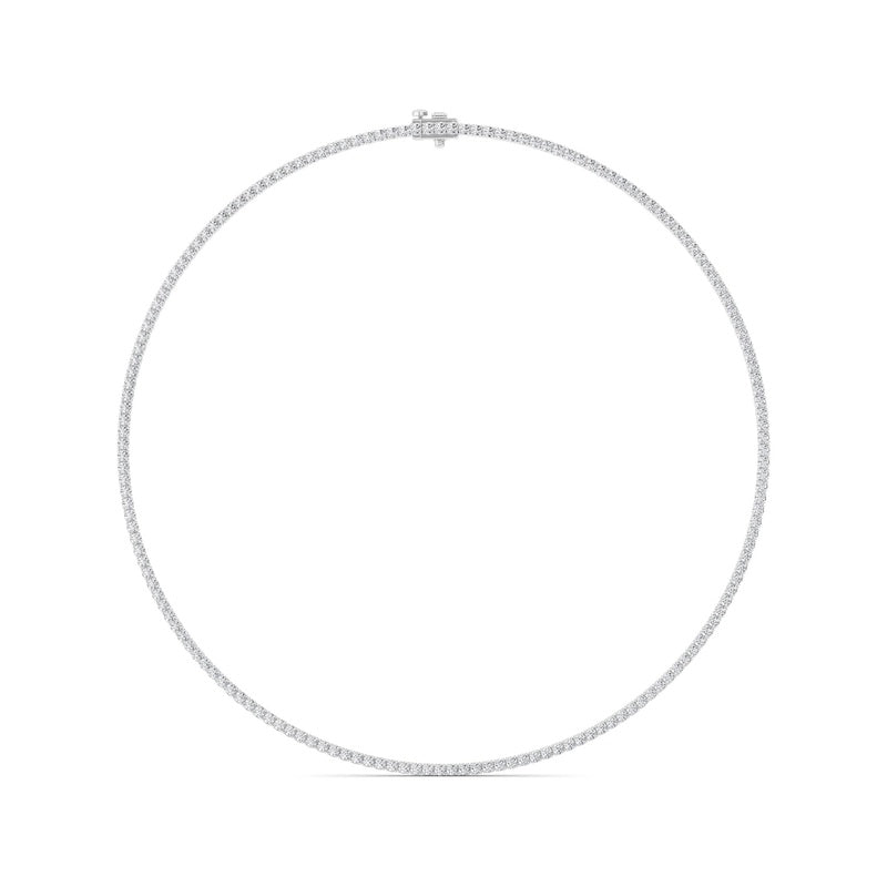 10 Cttw Round Brillinat Tennis Necklace in 14K White Gold Over Sterling Silver