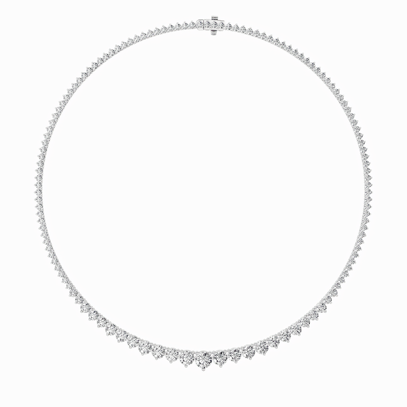 10 Cttw Graduated Tennis Necklace in 14K White Gold
