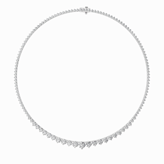 10 Cttw Graduated Tennis Necklace in 14K White Gold