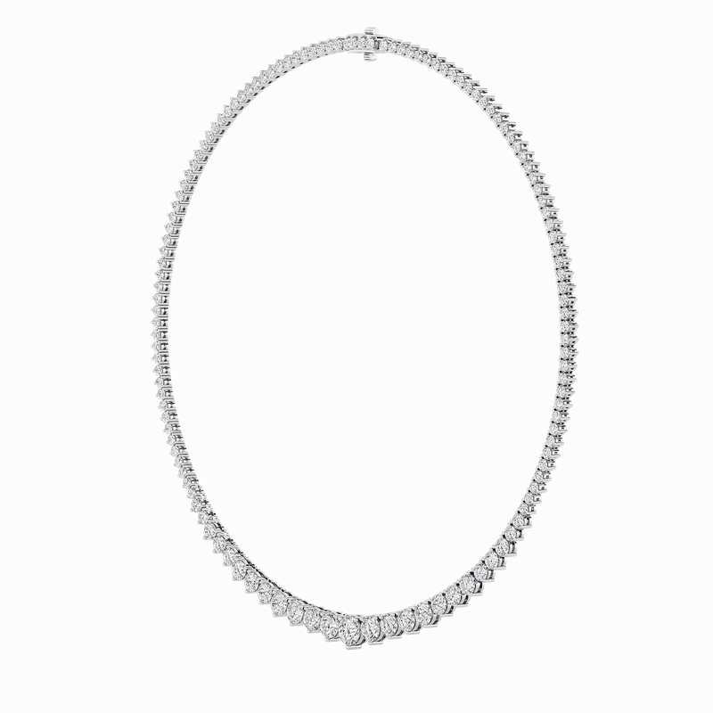 10 Cttw Graduated Tennis Necklace in 14K White Gold