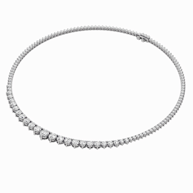 10 Cttw Graduated Tennis Necklace in 14K White Gold