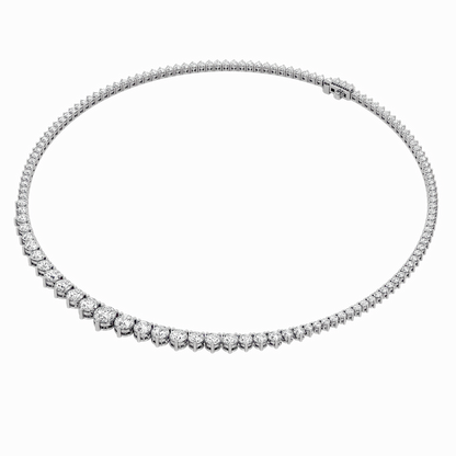10 Cttw Graduated Tennis Necklace in 14K White Gold