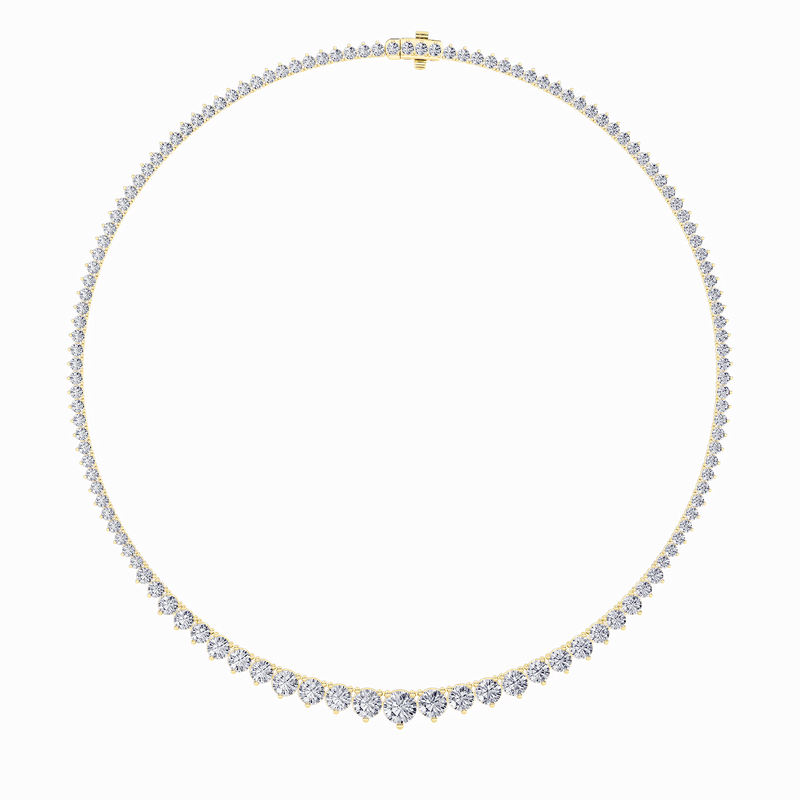 10 Cttw Graduated Tennis Necklace in 14K White Gold