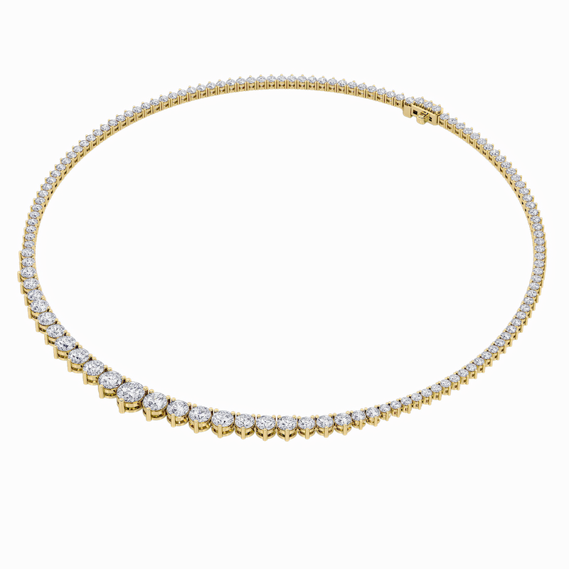 10 Cttw Graduated Tennis Necklace in 14K White Gold