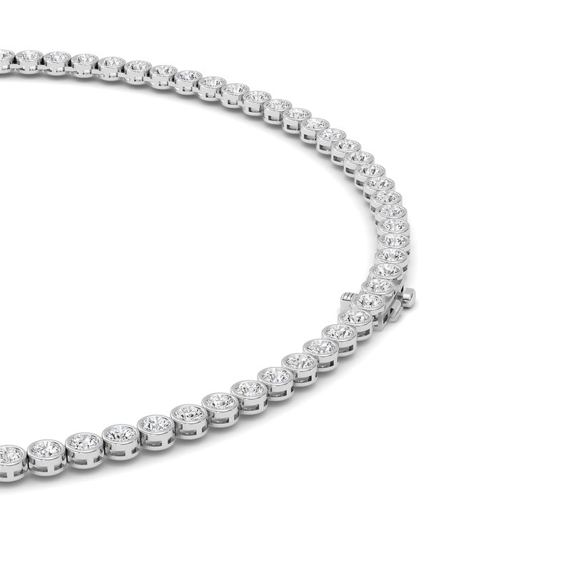 10 Cttw Bezel Set Tennis Necklace in 14K White Gold