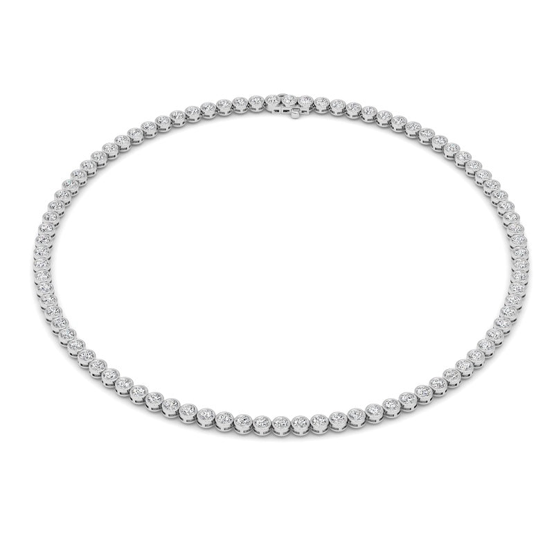 10 Cttw Bezel Set Tennis Necklace in 14K White Gold